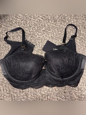 aerie Black Lace Underwire Bra with Decorative Overlay